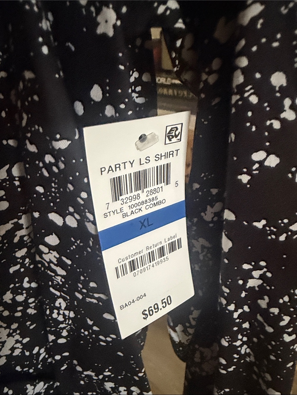 INC International Concepts Black White Abstract Print Long Sleeve Button NWT - Picture 2 of 5